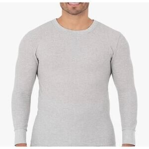 Fruit of The Loom Men's Recycled Waffle Thermal  Crew Top Size Med Gray $20